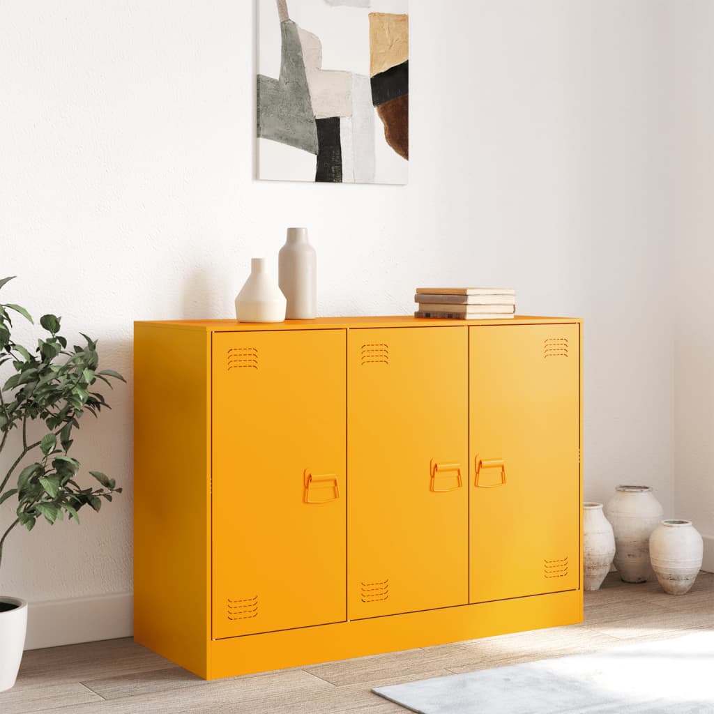 Credenza Giallo Senape 99x39x73 cm in Acciaio - homemem39