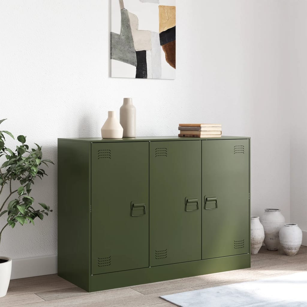 Credenza Verde Oliva 99x39x73 cm in Acciaio - homemem39