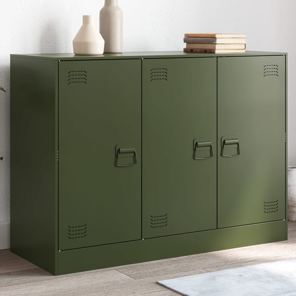 Credenza Verde Oliva 99x39x73 cm in Acciaio - homemem39