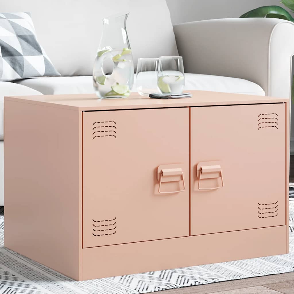 Tavolino da Salotto Rosa 67x50x44 cm in Acciaio | homemem39
