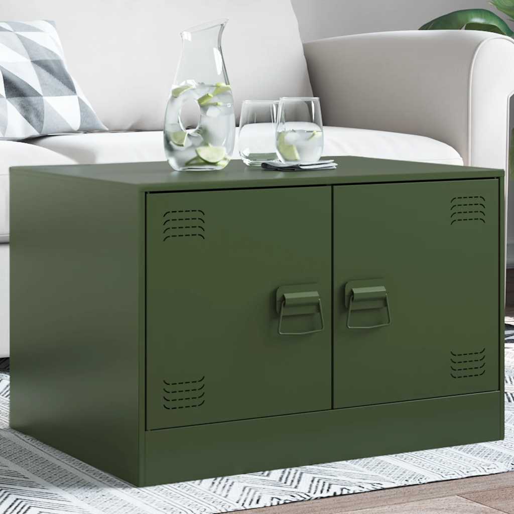 Tavolino da Salotto Verde Oliva 67x50x44 cm in Acciaio | homemem39
