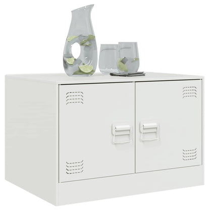 Tavolino da Salotto Bianco 67x50x44 cm in Acciaio
