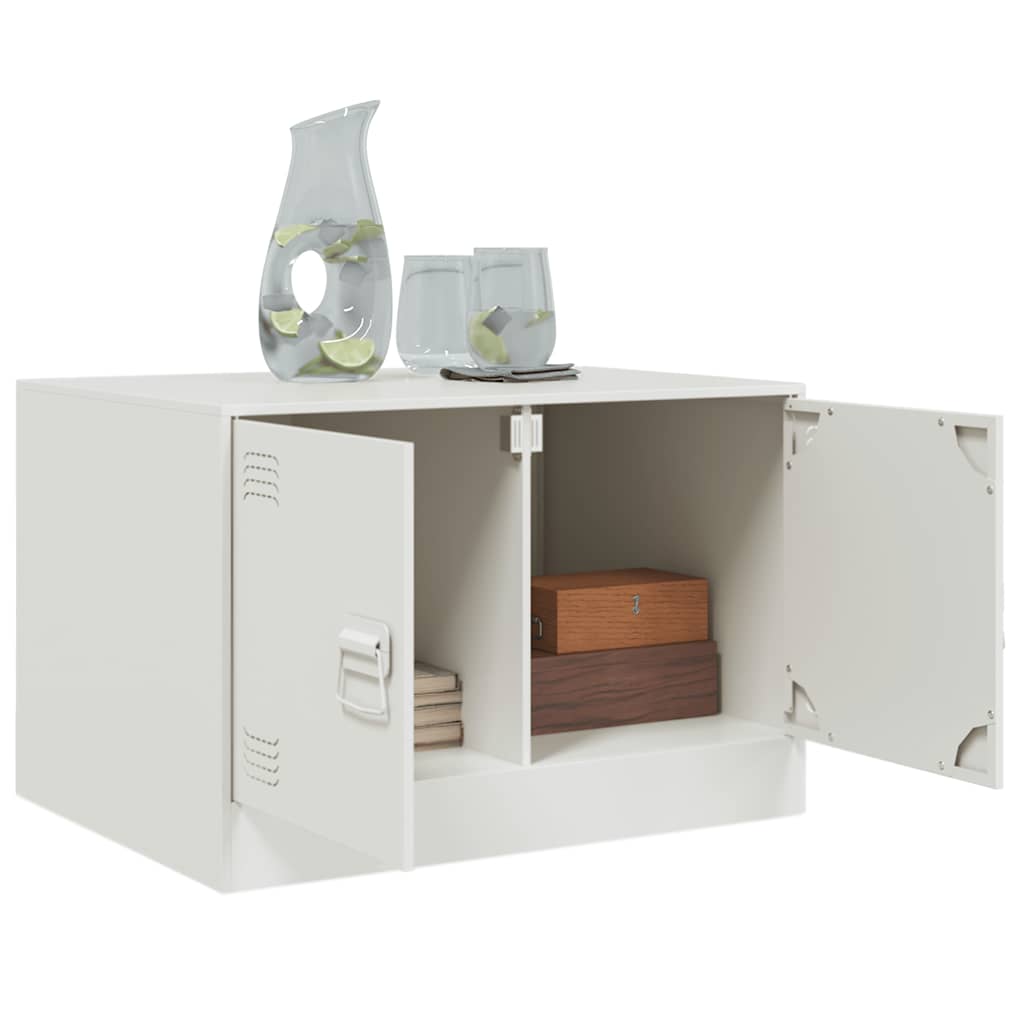 Tavolino da Salotto Bianco 67x50x44 cm in Acciaio | homemem39