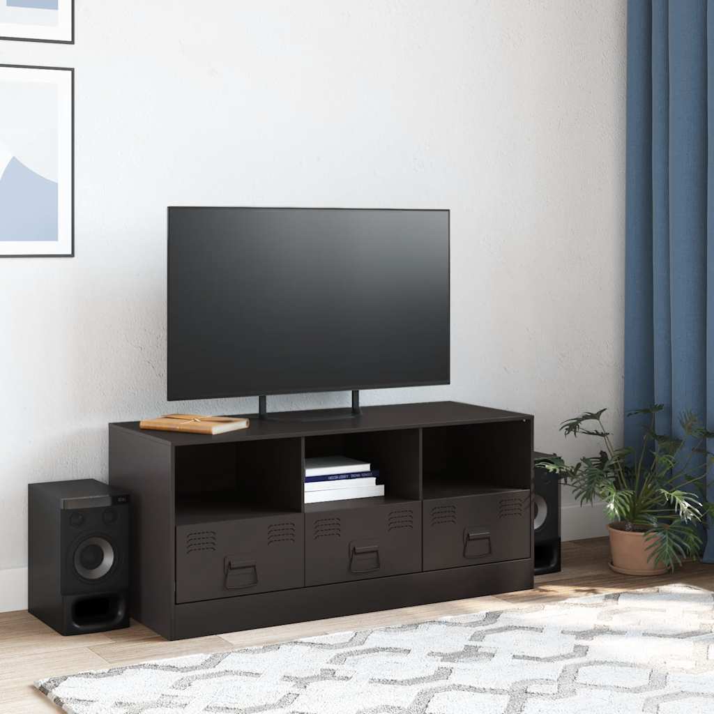 Mobile TV Nero 99x39x44 cm in Acciaio - homemem39