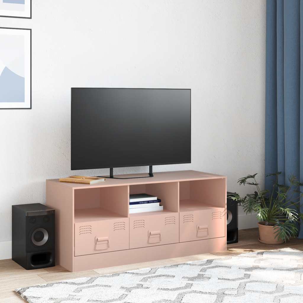 Mobile Porta TV Rosa 99x39x44 cm in Acciaio - homemem39