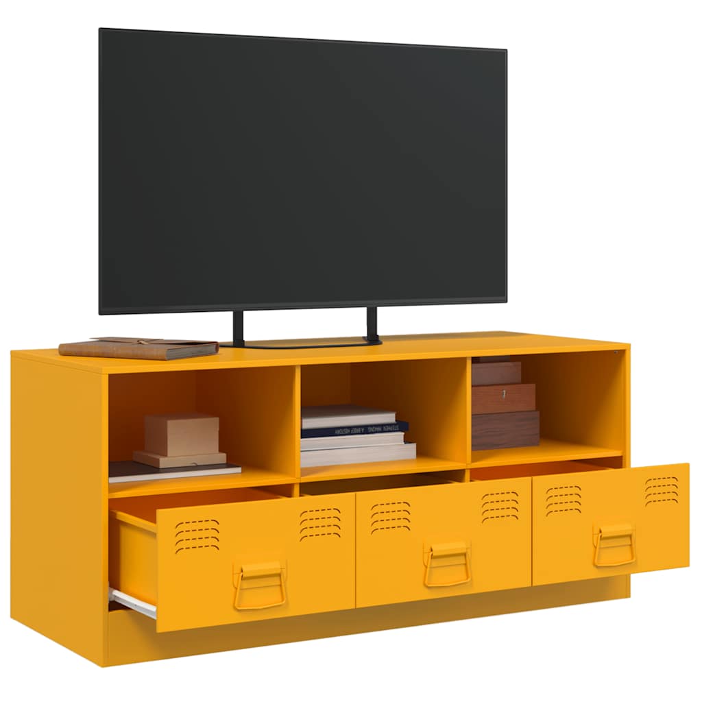Mobile Porta TV Giallo Senape 99x39x44 cm in Acciaio - homemem39