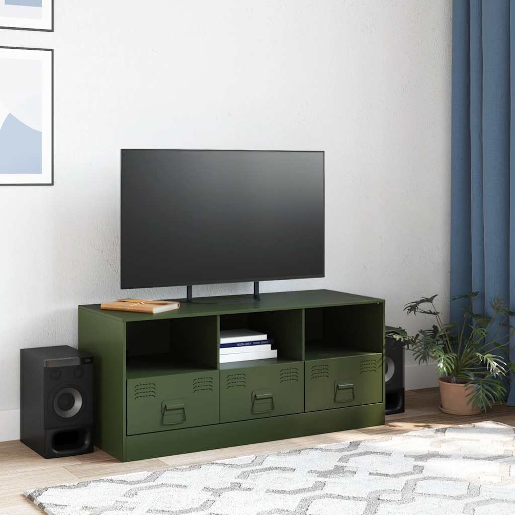 Mobile TV Verde Oliva 99x39x44 cm in Acciaio | homemem39