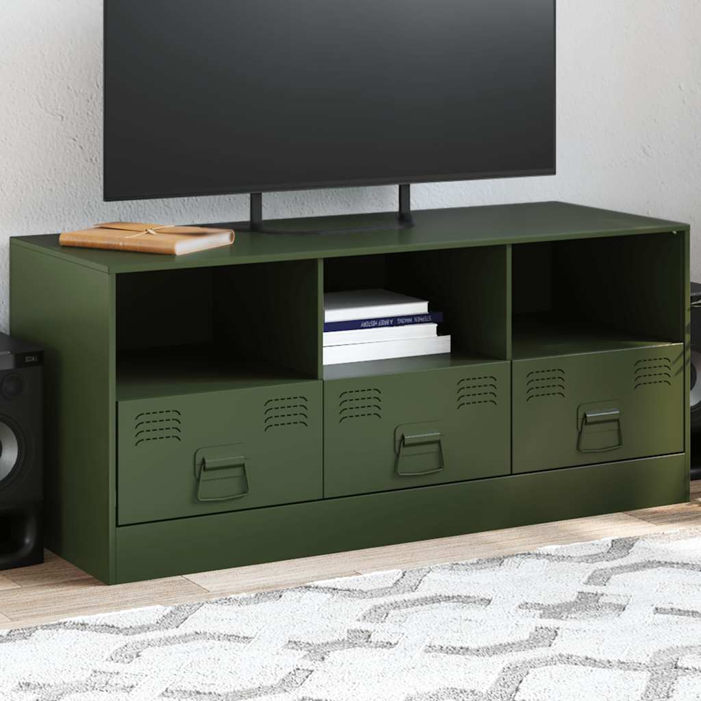 Mobile TV Verde Oliva 99x39x44 cm in Acciaio - homemem39