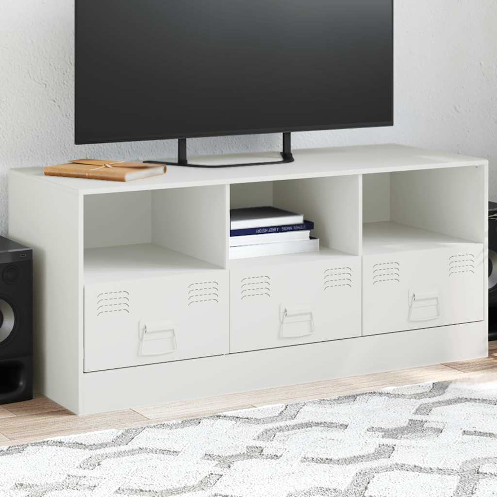 Mobile Porta TV Bianco 99x39x44 cm in Acciaio - homemem39