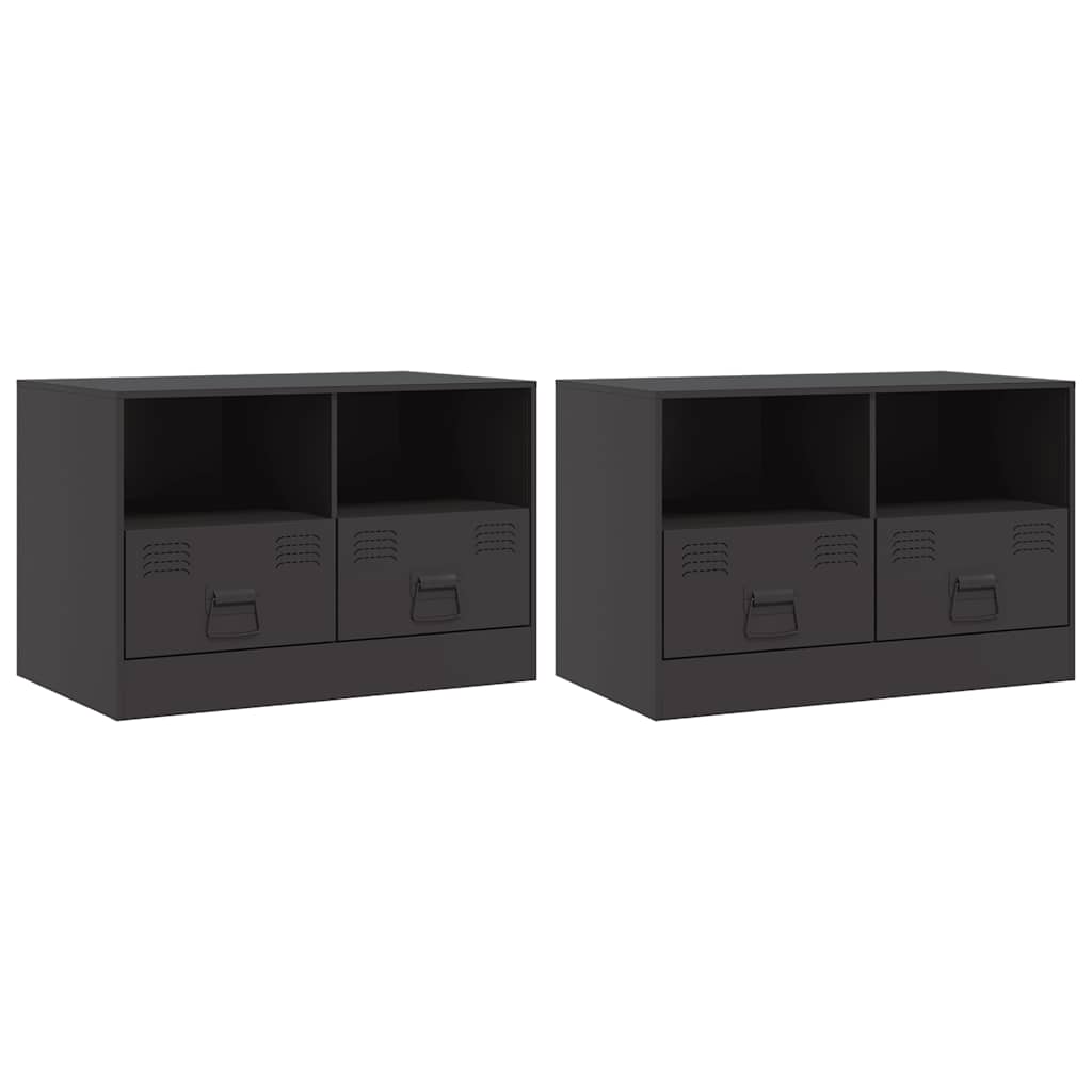 Mobili TV 2 pz Neri 67x39x44 cm in Acciaio | homemem39