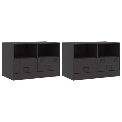 Mobili TV 2 pz Neri 67x39x44 cm in Acciaio | homemem39
