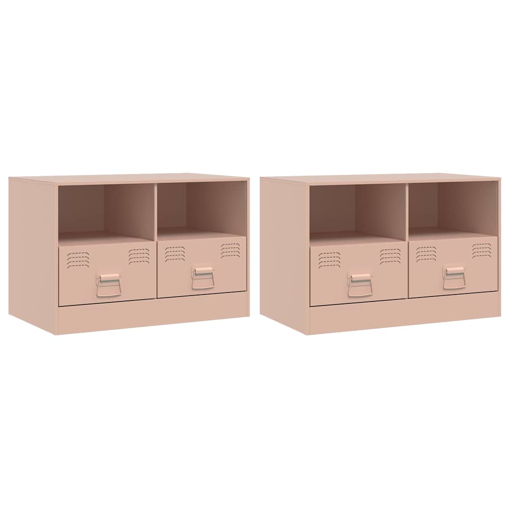 Mobili TV 2 pz Rosso 67x39x44 cm in Acciaio | homemem39