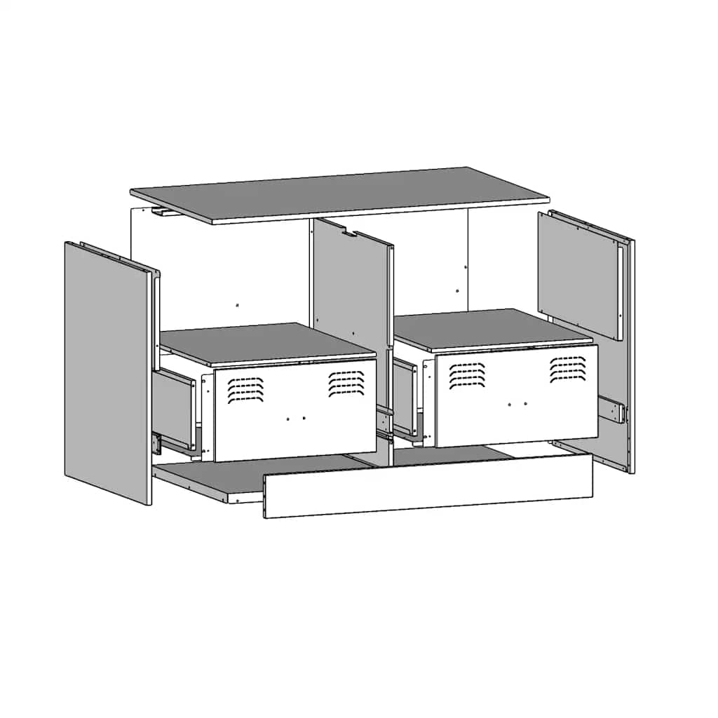 Mobili TV 2 pz Rosso 67x39x44 cm in Acciaio