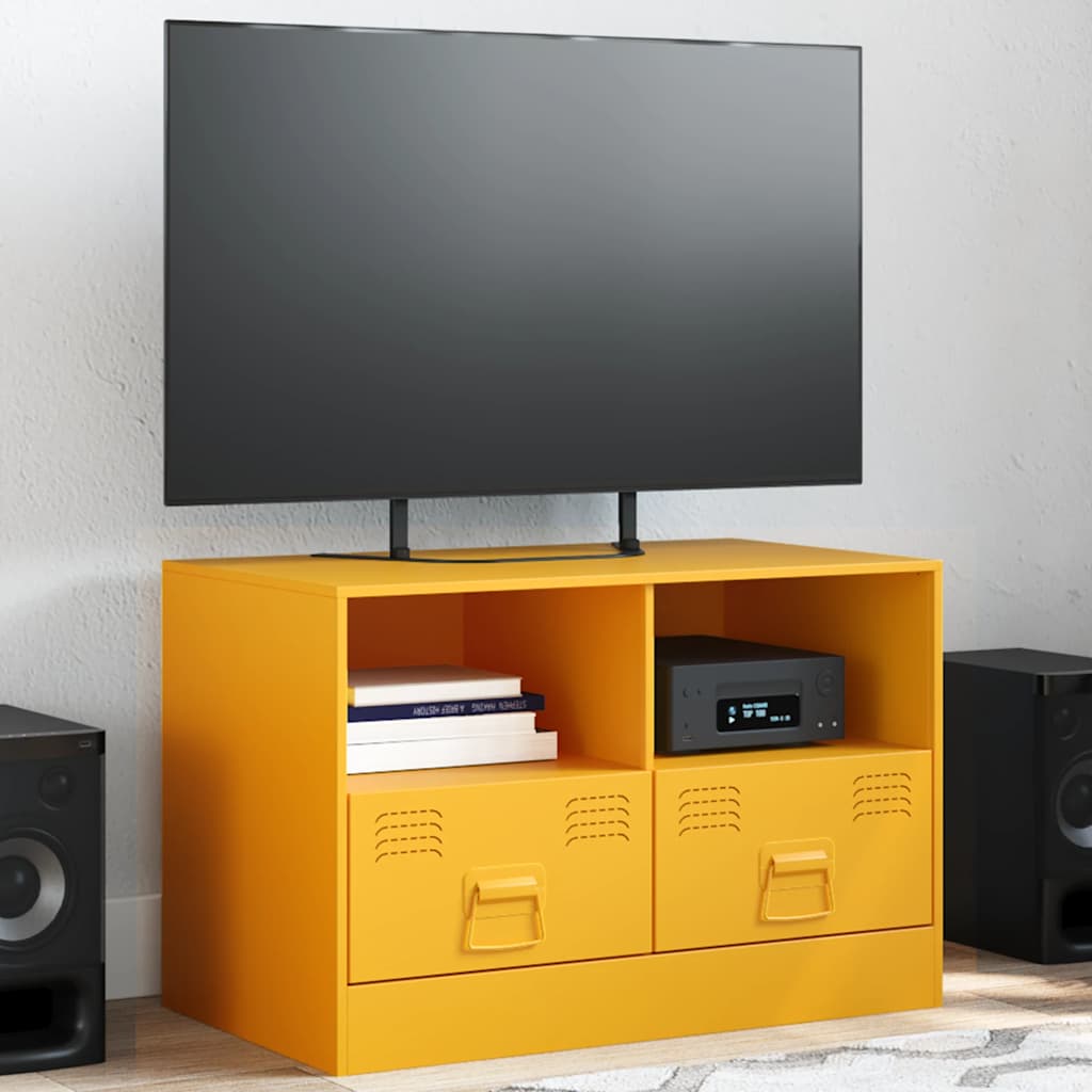 Mobili TV 2 pz Giallo Senape 67x39x44 cm in Acciaio - homemem39