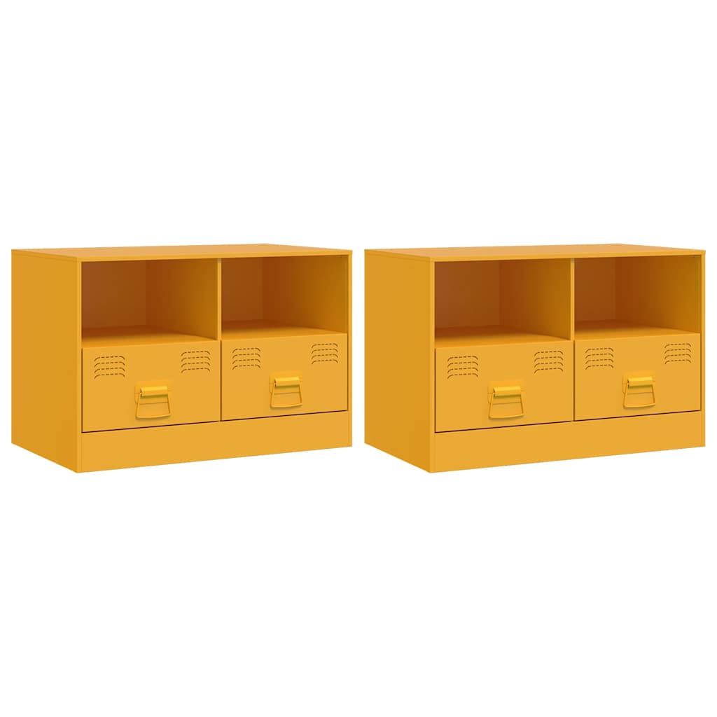 Mobili TV 2 pz Giallo Senape 67x39x44 cm in Acciaio - homemem39