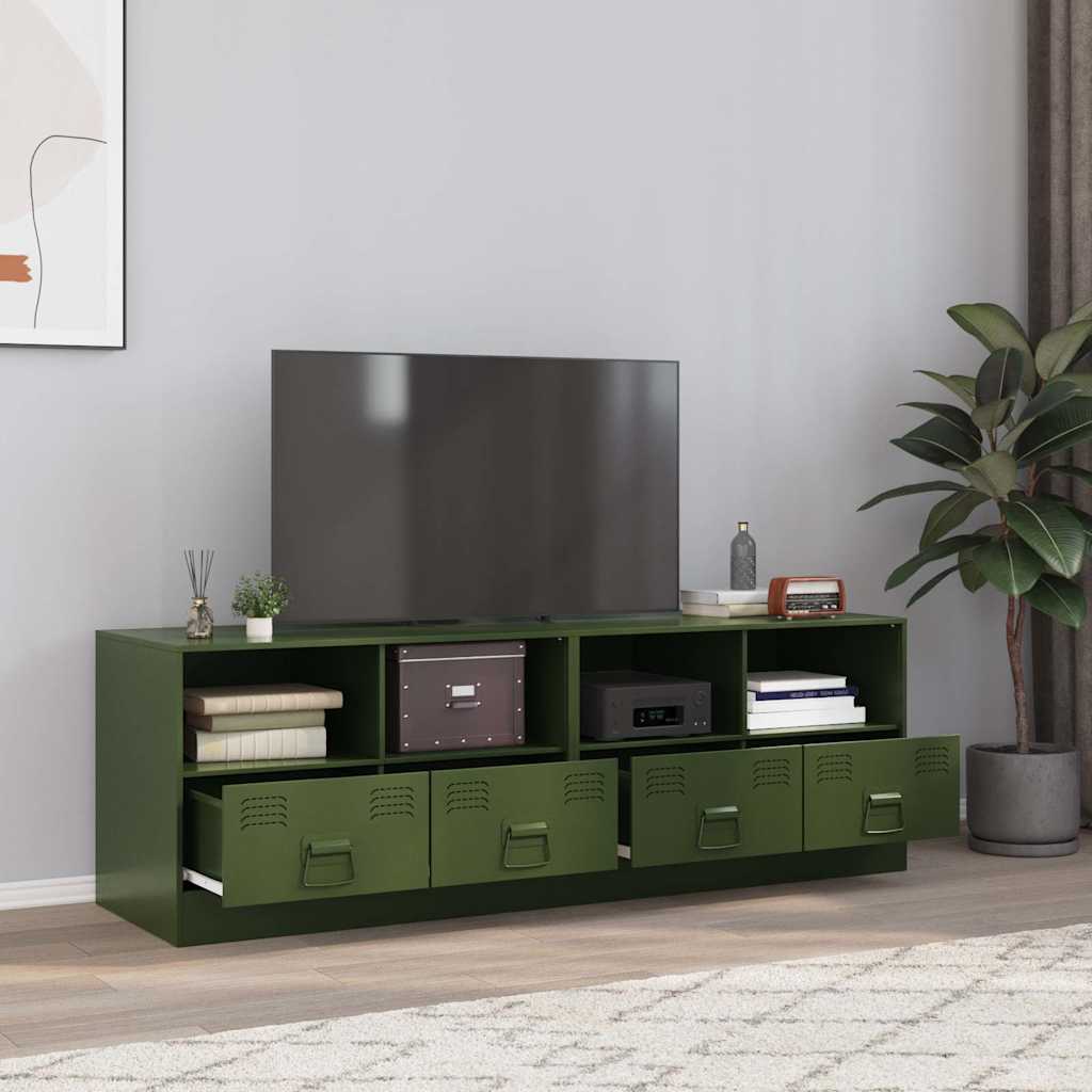 Mobili TV 2 pz Verde Oliva 67x39x44 cm in Acciaio - homemem39