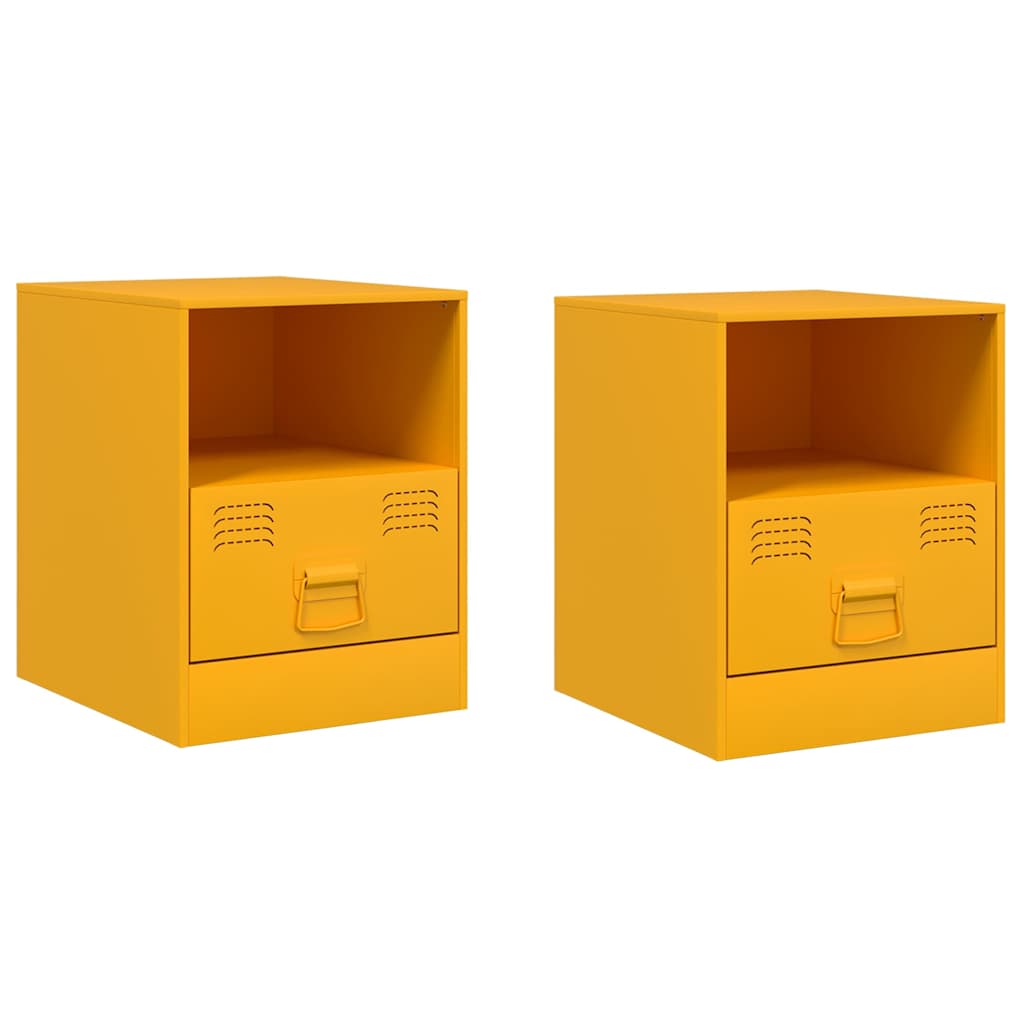 Comodini 2 pz Giallo Senape 34,5x39x44 cm in Acciaio | homemem39