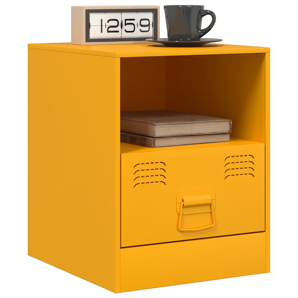 Comodini 2 pz Giallo Senape 34,5x39x44 cm in Acciaio | homemem39