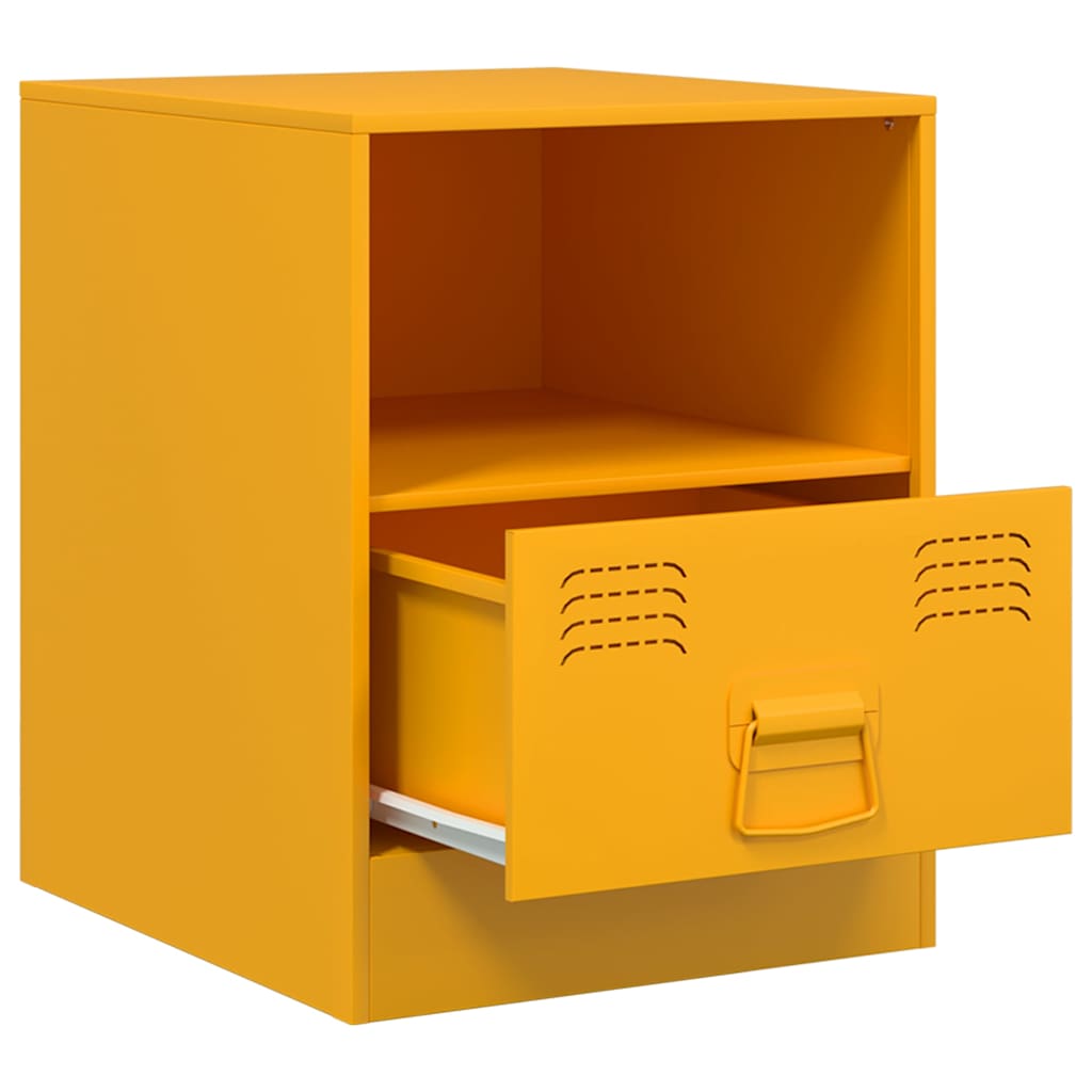 Comodini 2 pz Giallo Senape 34,5x39x44 cm in Acciaio | homemem39