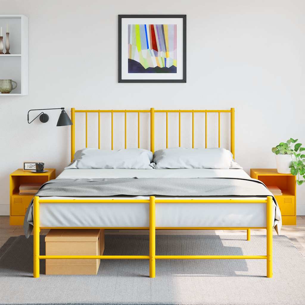 Comodini 2 pz Giallo Senape 34,5x39x44 cm in Acciaio - homemem39