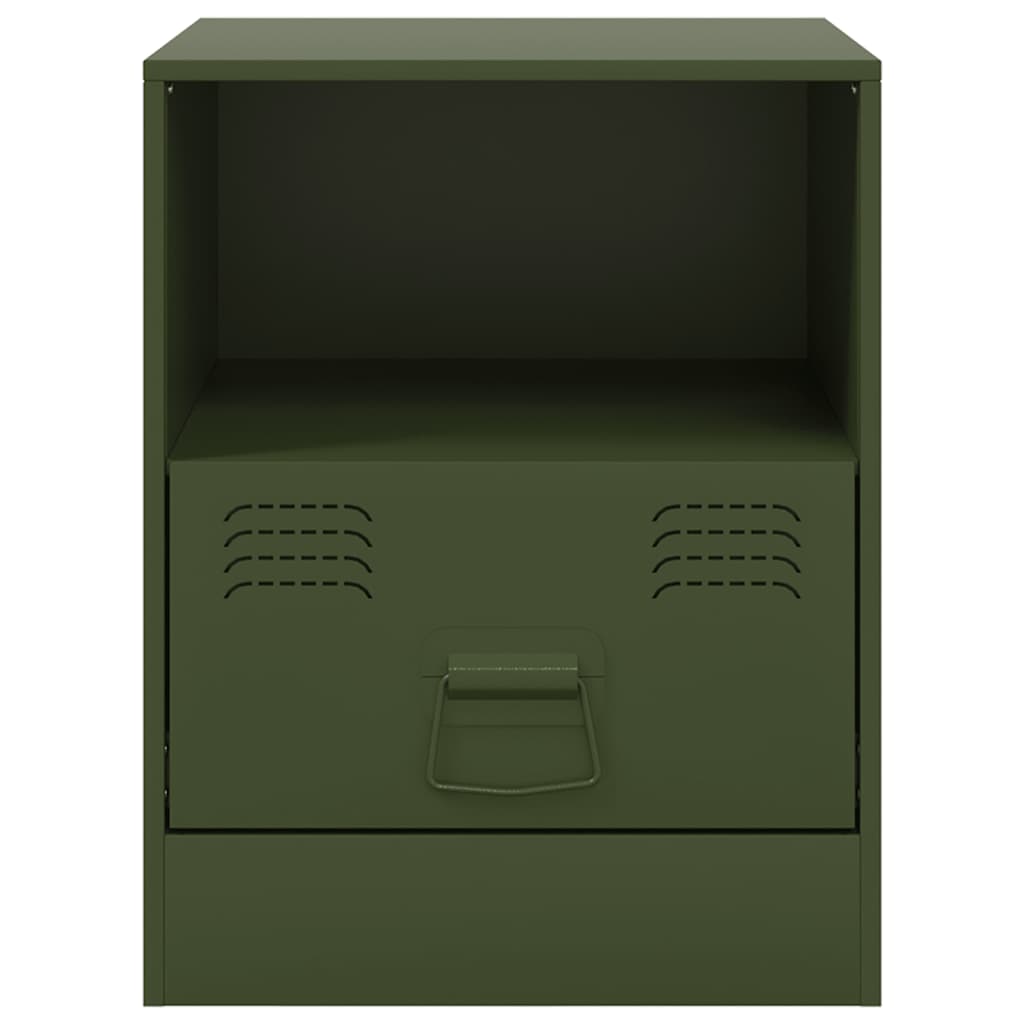 Comodini 2 pz Verde Oliva 34,5x39x44 cm in Acciaio | homemem39