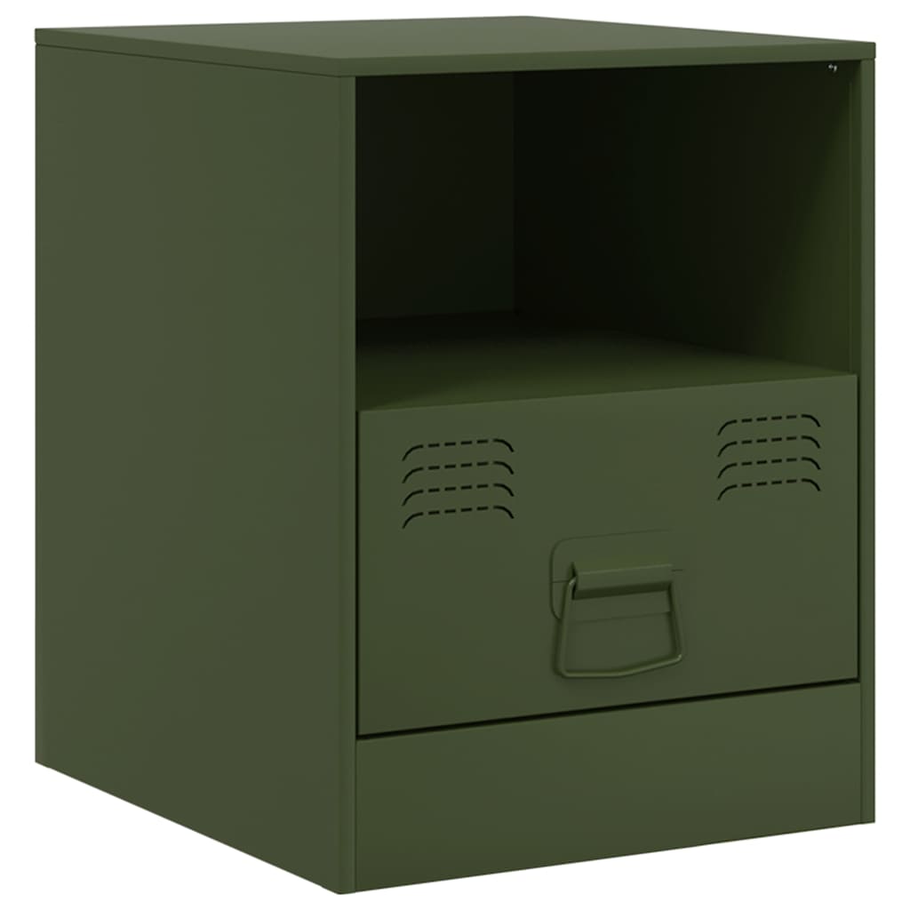 Comodini 2 pz Verde Oliva 34,5x39x44 cm in Acciaio | homemem39