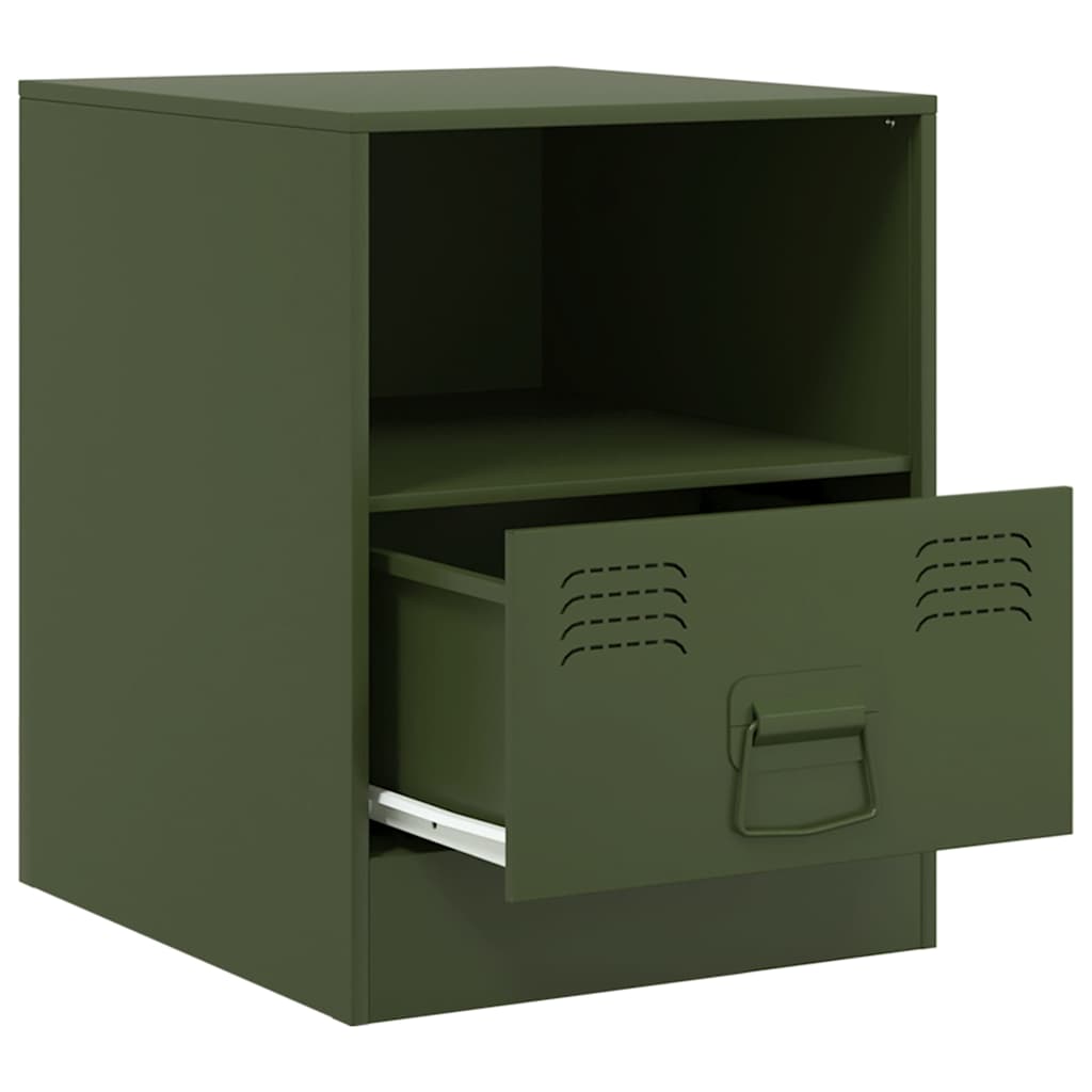 Comodini 2 pz Verde Oliva 34,5x39x44 cm in Acciaio | homemem39