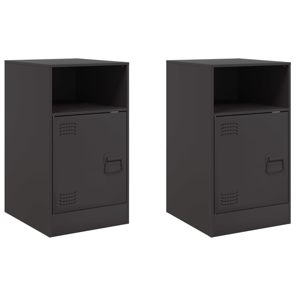 Comodini 2 pz Neri 34,5x39x62 cm in Acciaio | homemem39