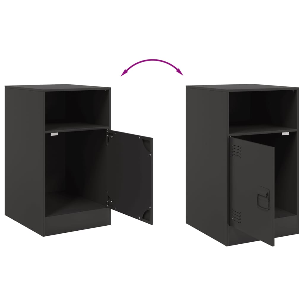 Comodini 2 pz Neri 34,5x39x62 cm in Acciaio | homemem39