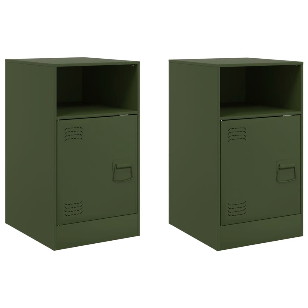 Comodini 2 pz Verde Oliva 34,5x39x62 cm in Acciaio | homemem39