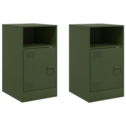 Comodini 2 pz Verde Oliva 34,5x39x62 cm in Acciaio | homemem39