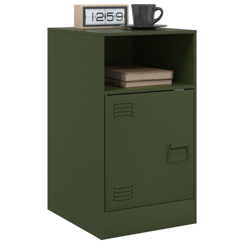 Comodini 2 pz Verde Oliva 34,5x39x62 cm in Acciaio | homemem39
