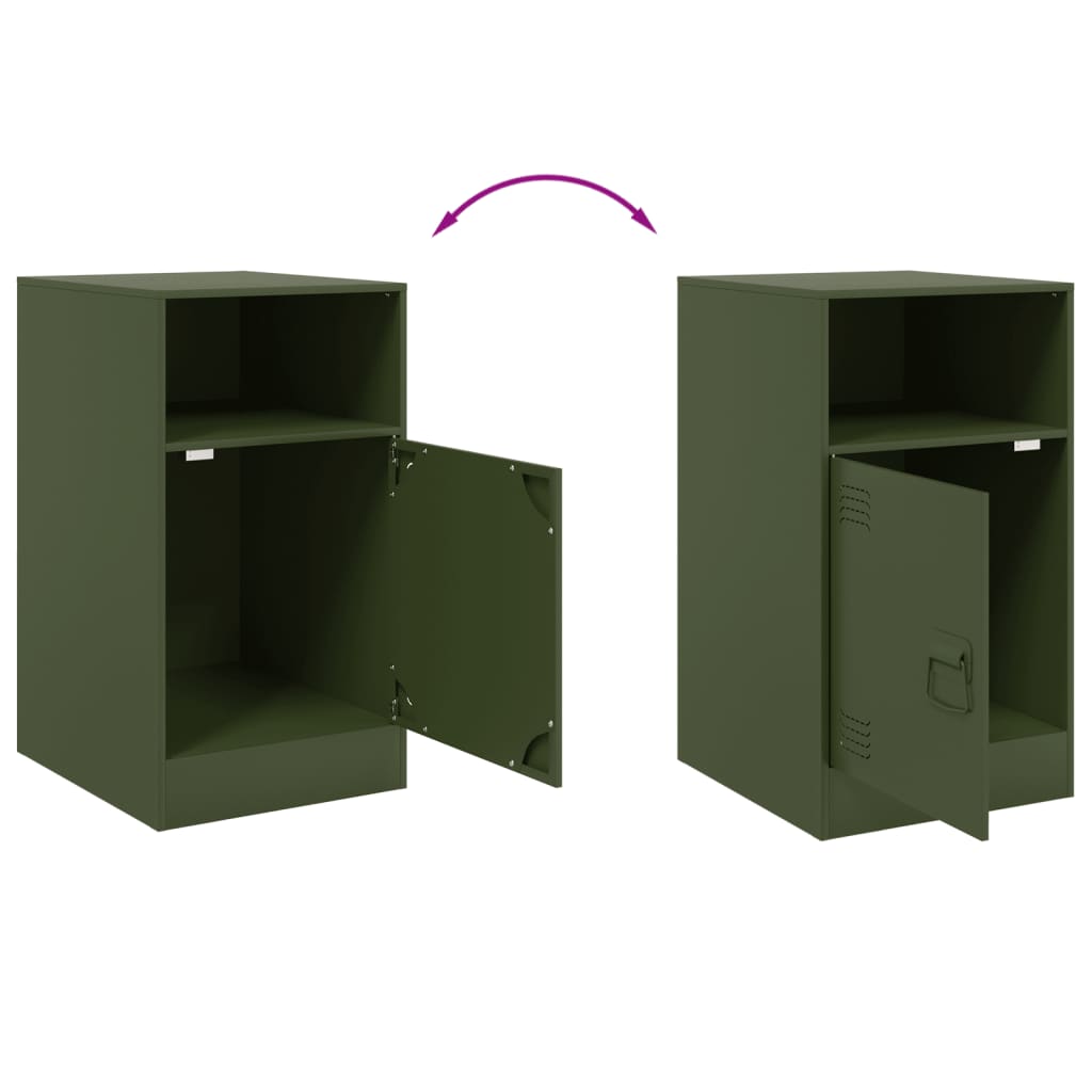 Comodini 2 pz Verde Oliva 34,5x39x62 cm in Acciaio | homemem39
