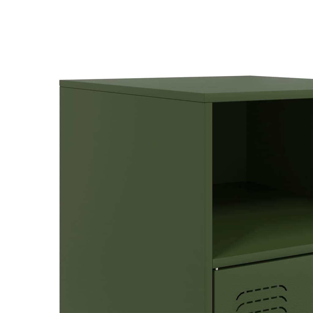 Comodini 2 pz Verde Oliva 34,5x39x62 cm in Acciaio | homemem39