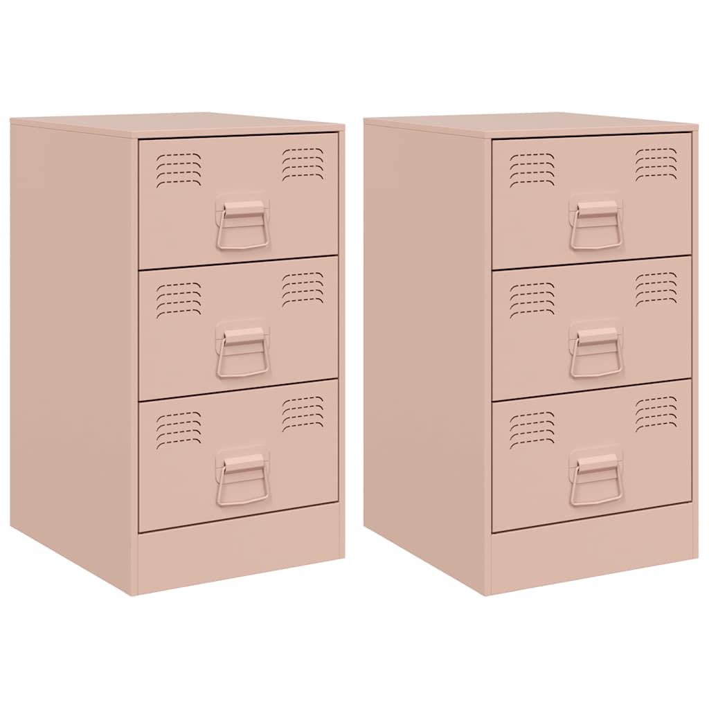 Comodini 2 pz Rosa 34,5x39x62 cm in Acciaio | homemem39