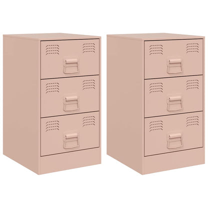 Comodini 2 pz Rosa 34,5x39x62 cm in Acciaio | homemem39