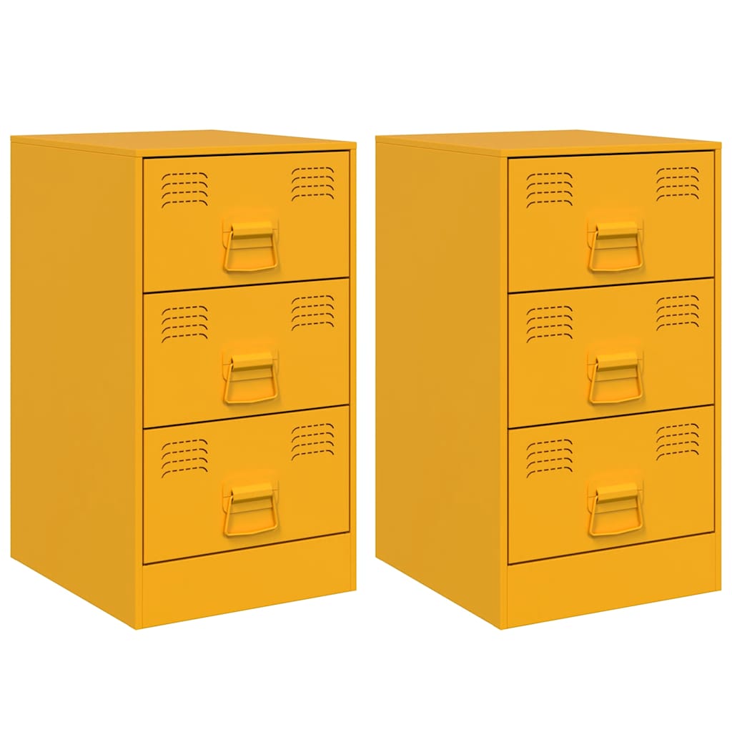 Comodini 2 pz Giallo Senape 34,5x39x62 cm in Acciaio