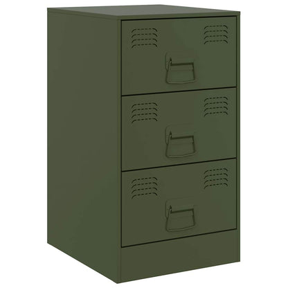 Comodino Verde Oliva 34,5x39x62 cm in Acciaio - homemem39