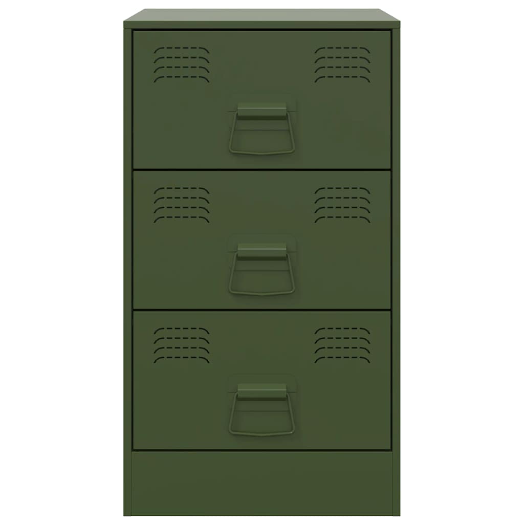 Comodino Verde Oliva 34,5x39x62 cm in Acciaio - homemem39