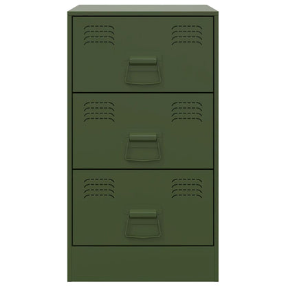 Comodino Verde Oliva 34,5x39x62 cm in Acciaio - homemem39