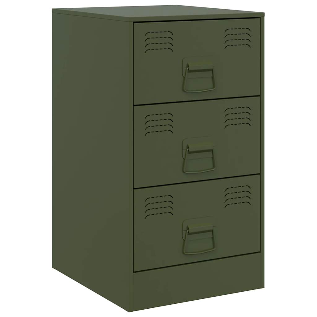 Comodini 2 pz Verde Oliva 34,5x39x62 cm in Acciaio | homemem39