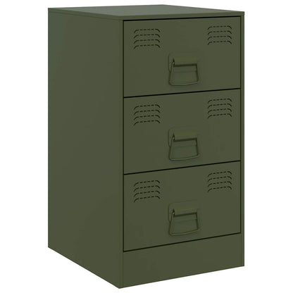 Comodini 2 pz Verde Oliva 34,5x39x62 cm in Acciaio | homemem39