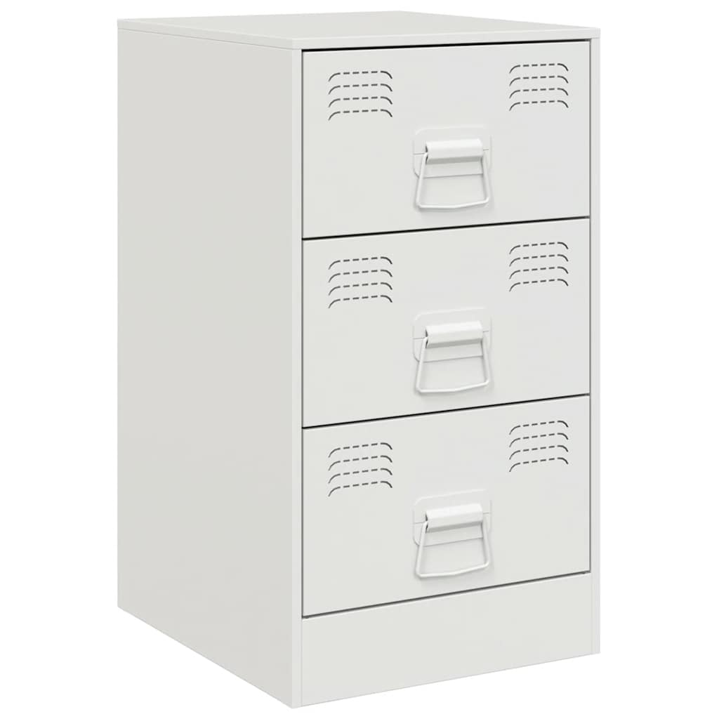 Comodino Bianco 34,5x39x62 cm in Acciaio