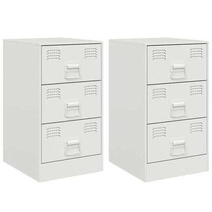 Comodini 2 pz Bianchi 34,5x39x62 cm in Acciaio - homemem39