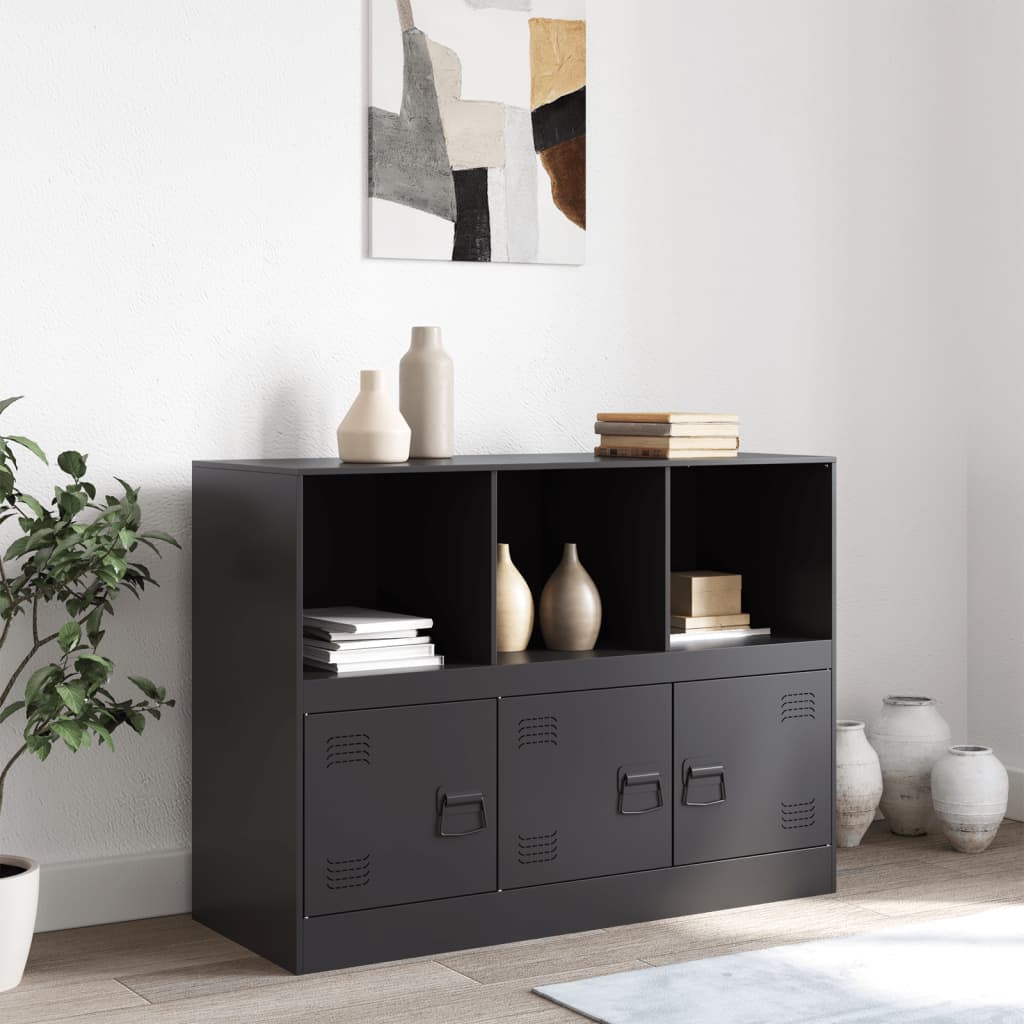 Credenza Nera 99x39x73 cm in Acciaio - homemem39