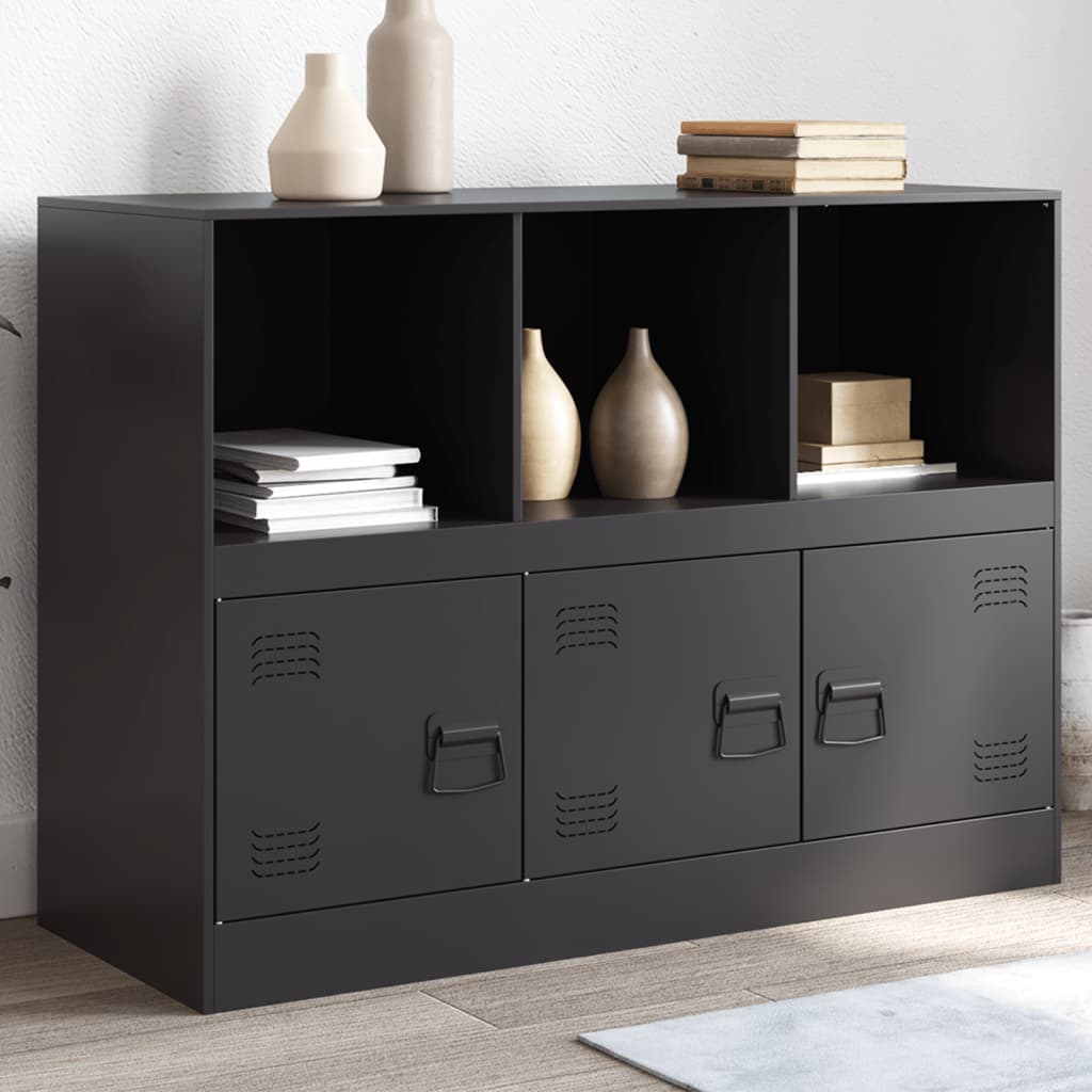 Credenza Nera 99x39x73 cm in Acciaio - homemem39