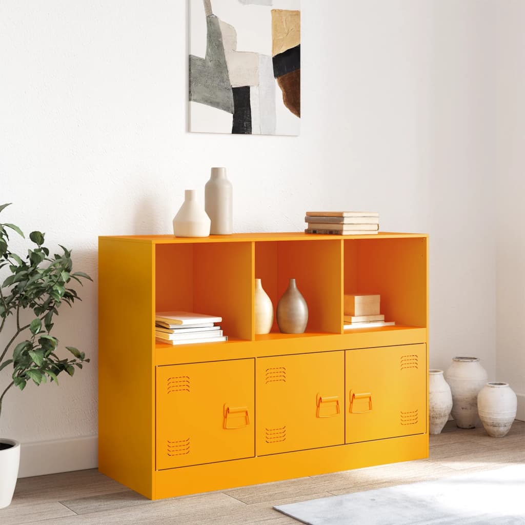 Credenza Giallo Senape 99x39x73 cm in Acciaio - homemem39
