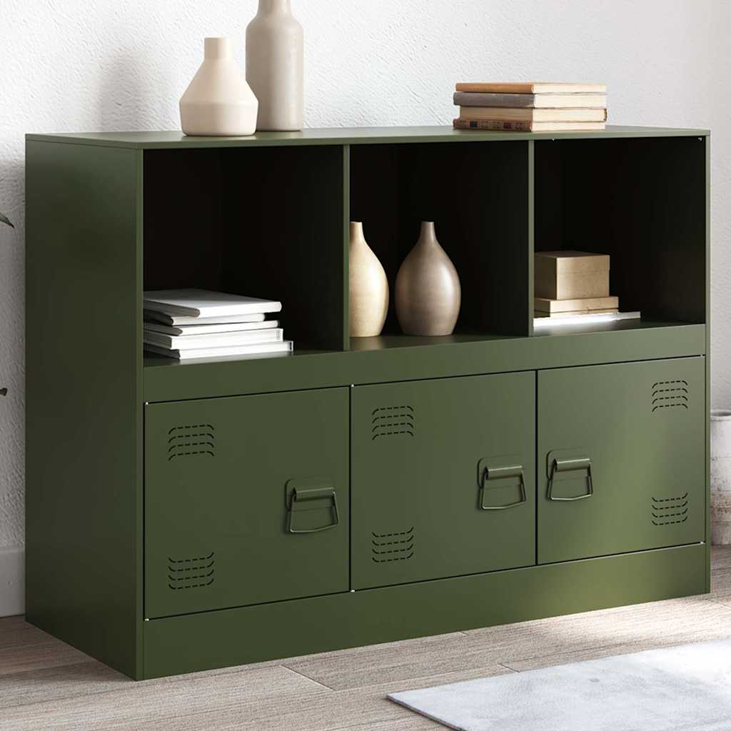 Credenza Verde Oliva 99x39x73 cm in Acciaio - homemem39