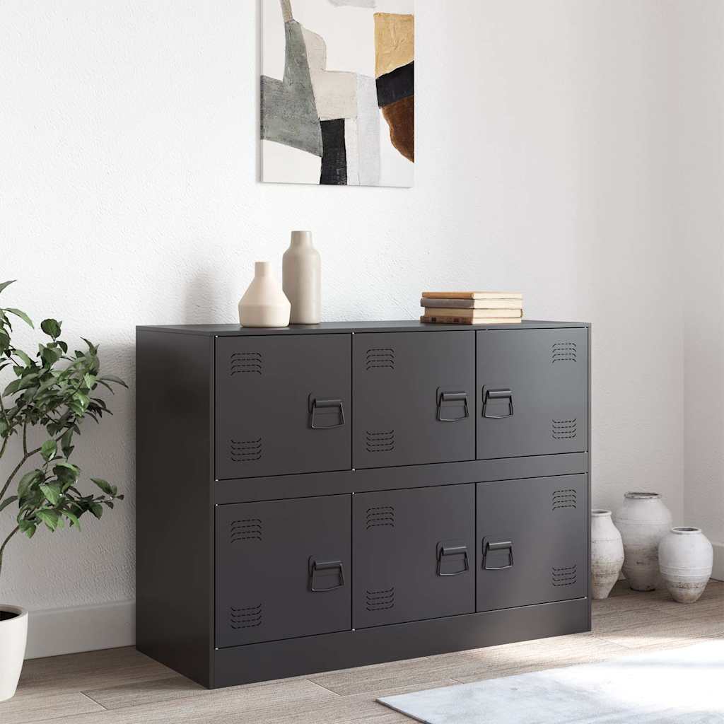 Credenza Nera 99x39x73 cm in Acciaio - homemem39