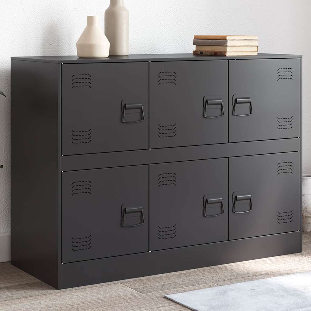 Credenza Nera 99x39x73 cm in Acciaio - homemem39